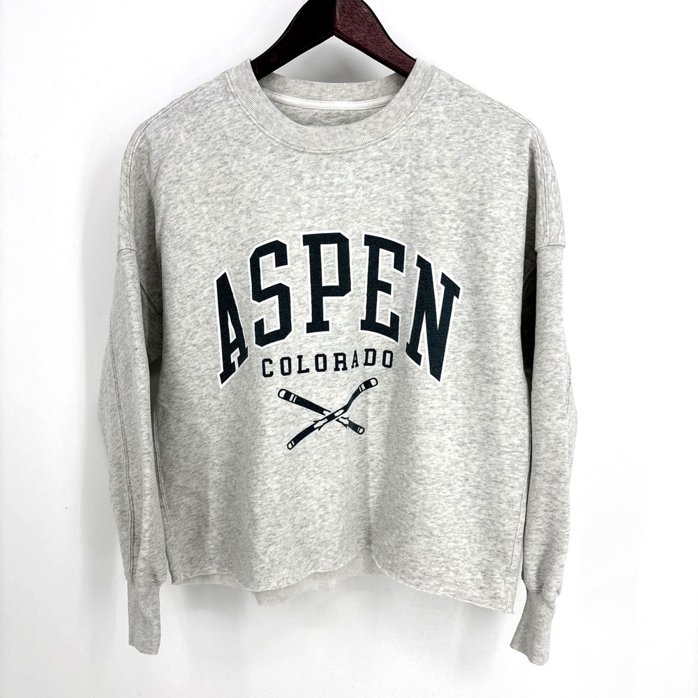 Abercrombie &‎ Fitch Aspen Colorado Ski Graphic Pullover Sweatshirt Crop S